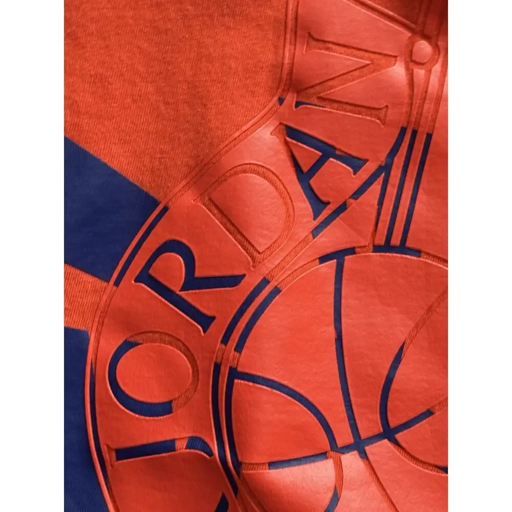 Nike Air Jordan Basketball Shirt Swoosh Logo Men's Medium Orange Hoops Street